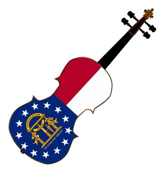 A typical violin with Georgia state flag isolated over a white background
