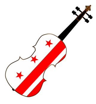 A typical violin with Washington DC flag isolated over a white background