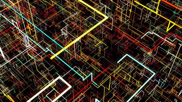 Abstract background with circuit. Digital illustration. 3d rendering