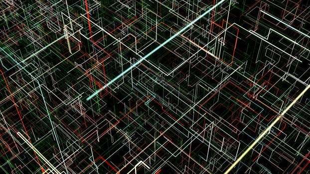 Abstract background with circuit. Digital illustration. 3d rendering