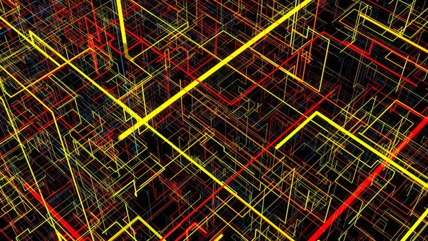 Abstract background with circuit. Digital illustration. 3d rendering