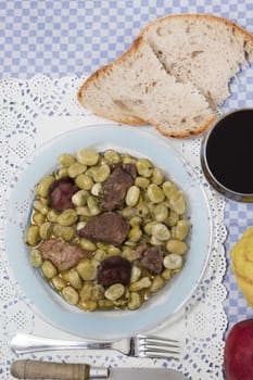 Typical Portuguese stew of Fava beans with chorizo.