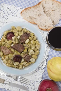 Typical Portuguese stew of Fava beans with chorizo.