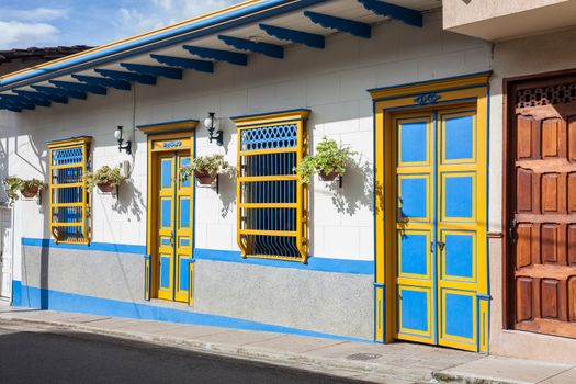 Colorful houses in colonial city Jardin, Antoquia, Colombia, South America