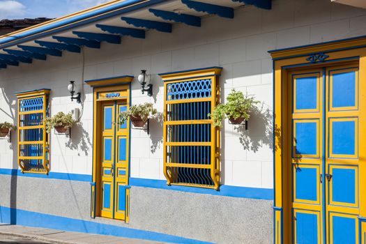 Colorful houses in colonial city Jardin, Antoquia, Colombia, South America