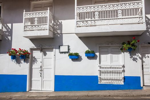 Colorful houses in colonial city Jardin, Antoquia, Colombia, South America