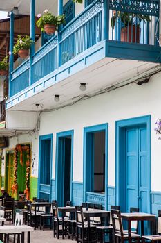 Colorful houses in colonial city Jardin, Antoquia, Colombia, South America