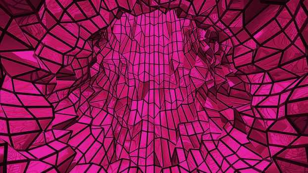 Abstract background with low poly tunnel. 3d rendering