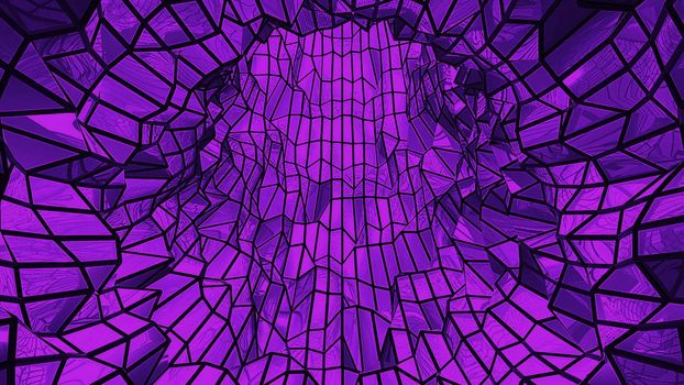 Abstract background with low poly tunnel. 3d rendering