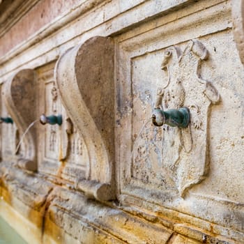 detail of an ancient fountain in Assisi (Italy)