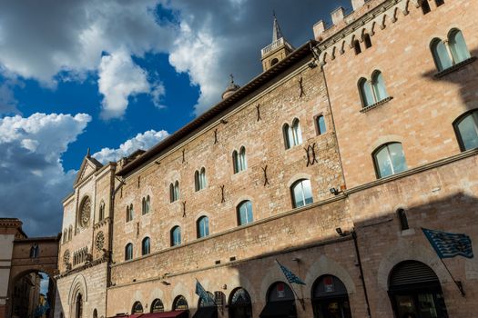 view of a medieval palace of a city in the center of italy