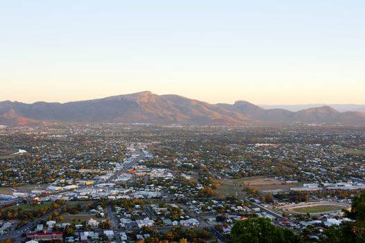 View over Townsville to Mount Stuart in Queensland, Australia in the Australian hinterland an area of agriculture and mining