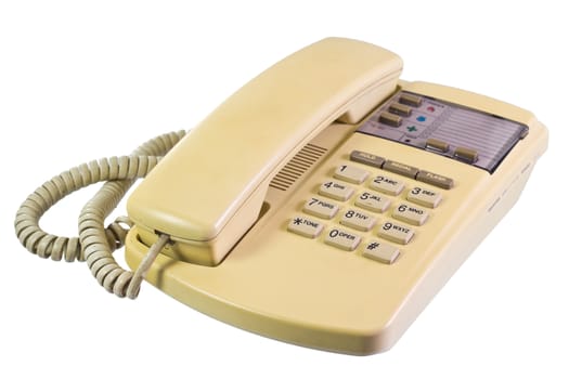 Old telephone on isolate white background