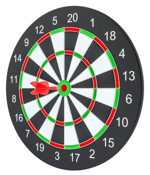 Target dart with arrow. 3d illustration. Isolated on white