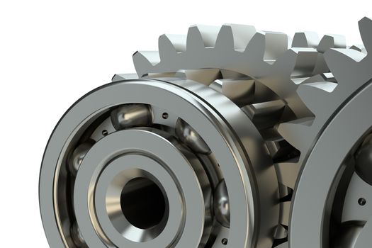 Gears drawing background. 3d illustration. Isolated on white