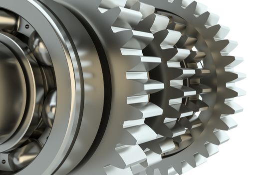 Gears drawing background. 3d illustration. Isolated on white