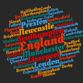 Localities in England word cloud concept