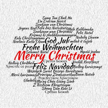 Merry Christmas in different languages in word cloud concept