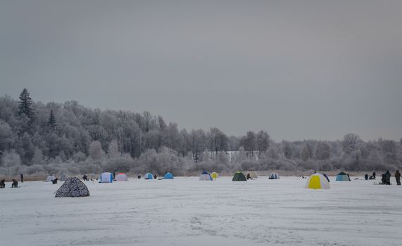 tent for winter fishing on the ice ice fishing