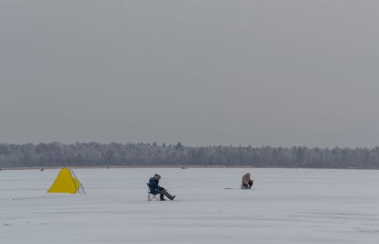 tent for winter fishing on the ice ice fishing