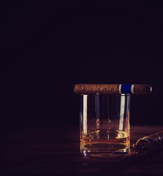 taste whiskey and cigar relax