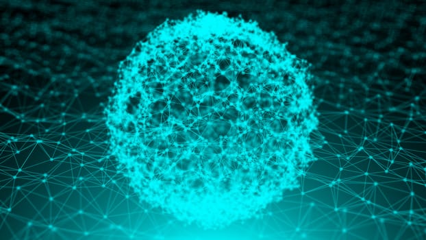 Abstract connection dots. Technology background. Digital drawing blue theme. Network concept 3d rendered