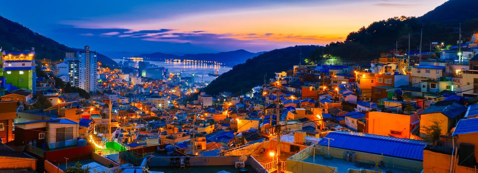 busan gamcheon culture village sunset cityscape