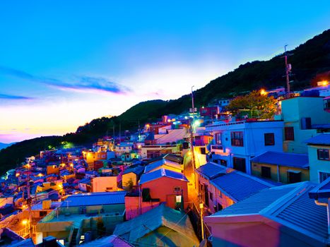 busan gamcheon culture village sunset cityscape