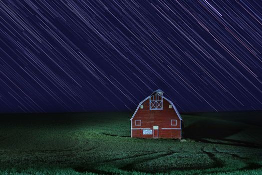 Night Star Trail Time Lapsed Exposure in Palouse Washington