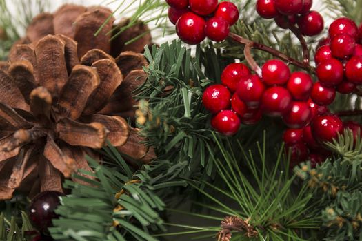 Typical Christmas decorative garland isolated on a white background.