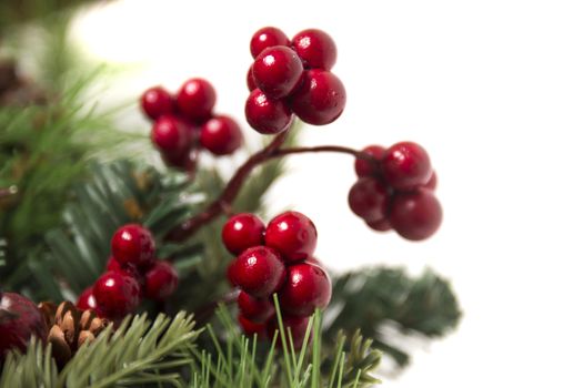 Typical Christmas decorative garland isolated on a white background.