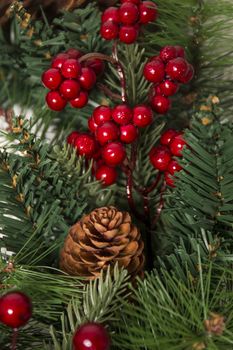 Typical Christmas decorative garland isolated on a white background.