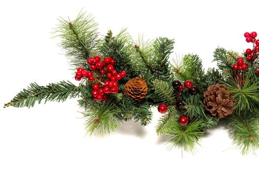 Typical Christmas decorative garland isolated on a white background.