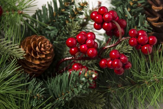 Typical Christmas decorative garland isolated on a white background.