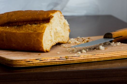 piece of the bread cuted for the lovely breakfast