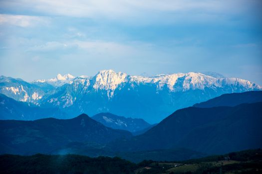 beautiful view to the Prenj mountain in the Prozor, Bosnian city