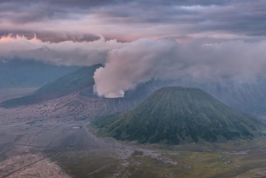 Mount Bromo volcano (Gunung Bromo) in Bromo Tengger Semeru National Park, East Java, Indonesia.