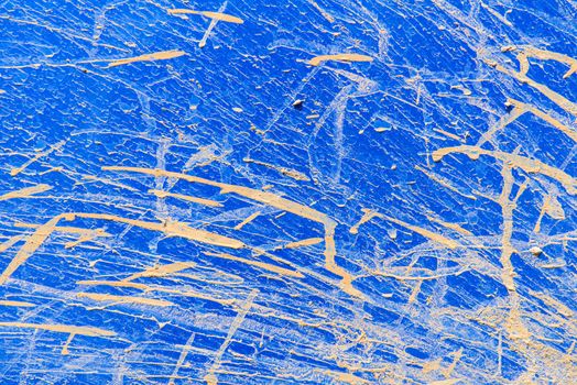 close up of texture background splashes of mud on blue car.