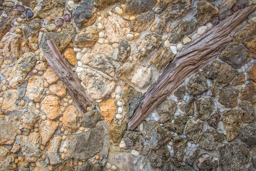 Background of stone wall texture abstract for design.