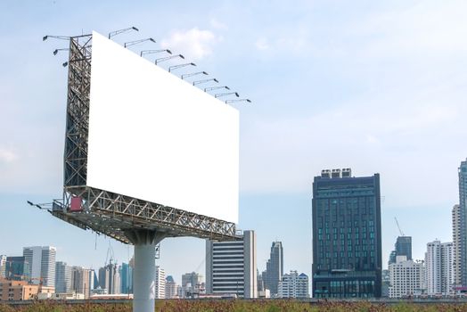 billboard blank on road in city for advertising background.