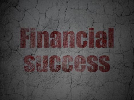 Money concept: Red Financial Success on grunge textured concrete wall background