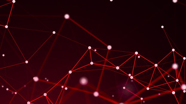 Abstract connections on red background. 3d rendering