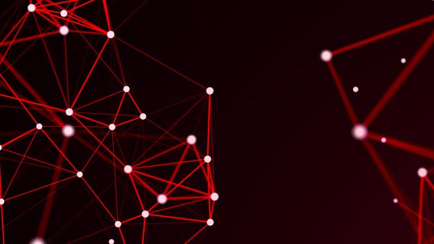 Abstract connections on red background. 3d rendering