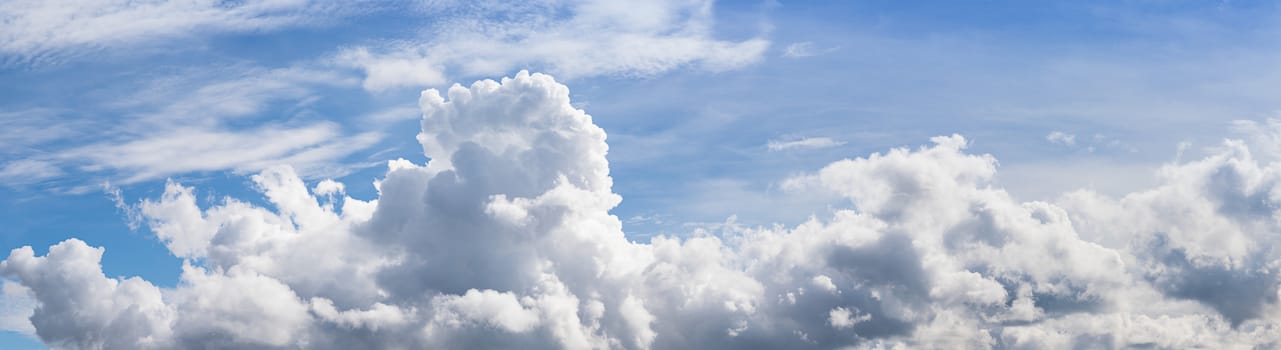 Panoramic fluffy clouds in the blue sky, Soft white clouds against blue sky