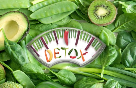 Detox bathroom scales made of fruits and vegetables 