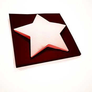 Star 3D symbol on a support. 3D rendering.