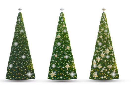 Christmas Tree and the new year has gold balls  กeer Beautiful yellow there are three options background