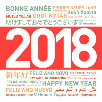 Happy new year card from the world in different languages