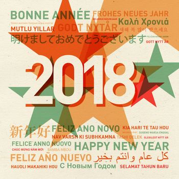 Happy new year vintage card from the world in different languages