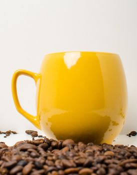 Roasted coffee beans to prepare a hot drink.